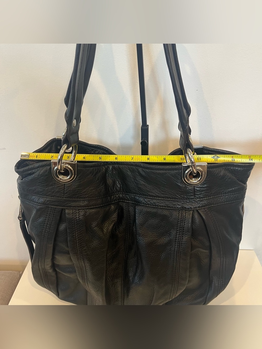 B. Makowsky black silver hardware leather  shoulder bag